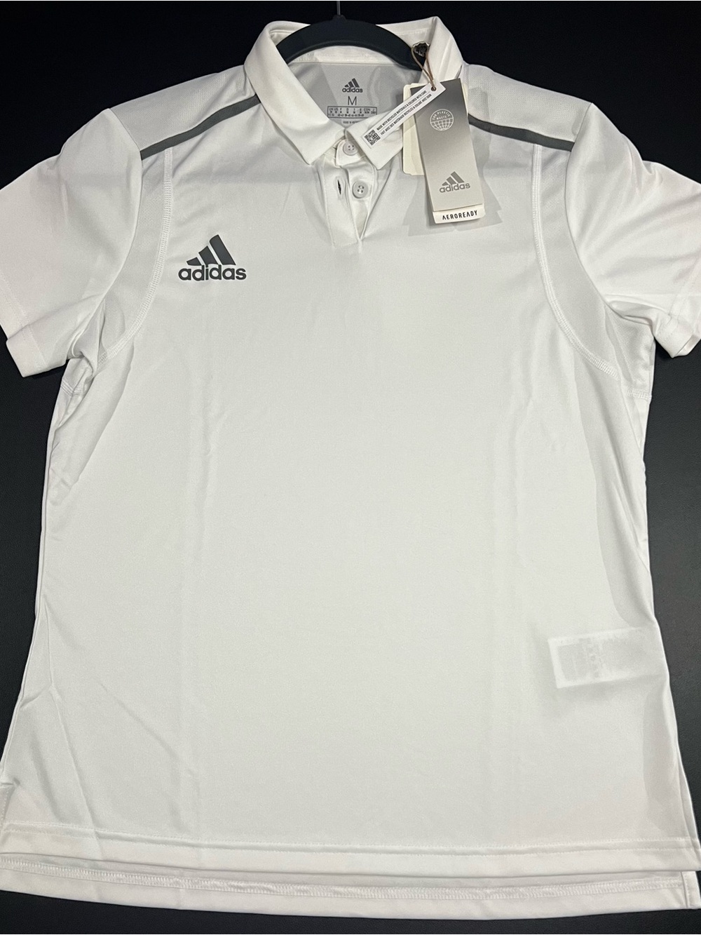 Adidas Polo Shirt Womens Medium White Short Sleeve AEROREADY Training Top NWT